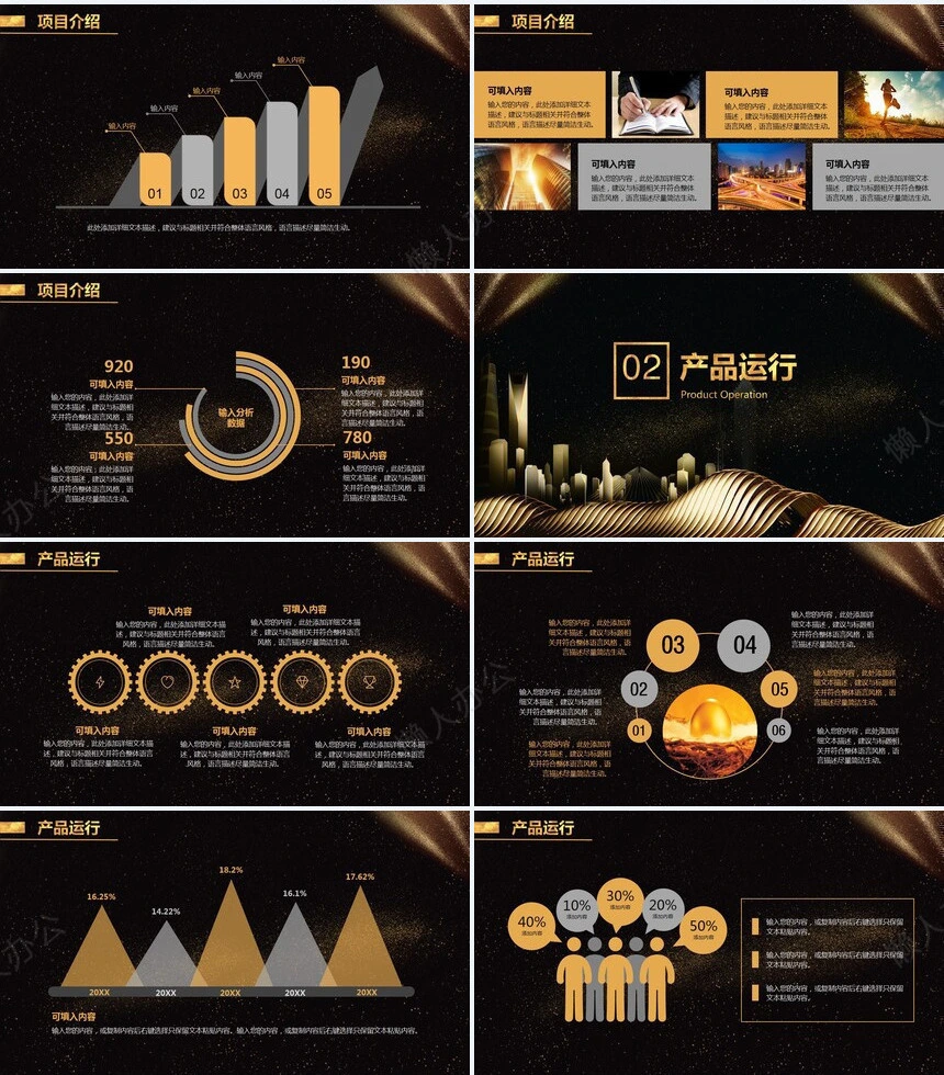 精致黑金通用工作汇报商业计划书创业融资岗位竞聘PPT模板