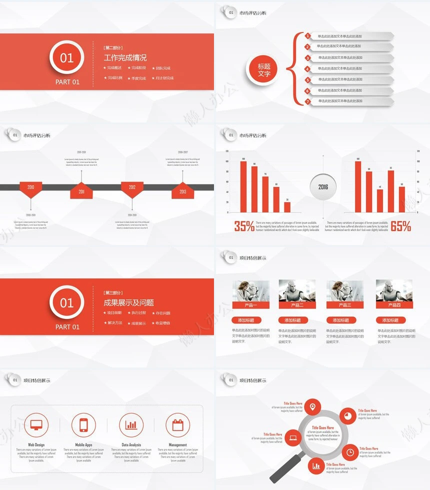 2023简约欧美橙色工作展示工作汇报PPT模板