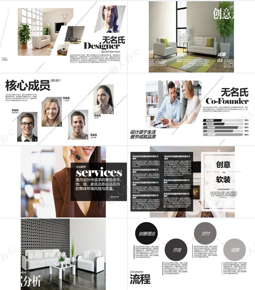 现代风装修设计公司简介项目计划书PPT模版