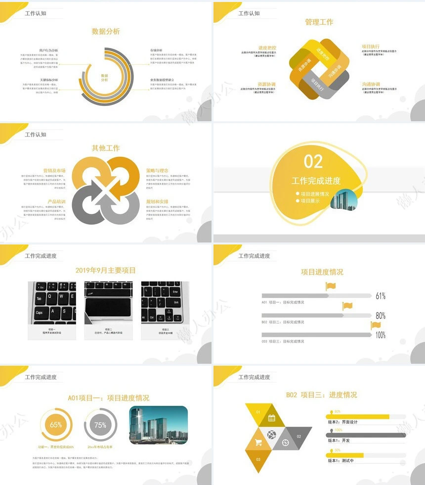黄色简约产品经理述职报告PPT模板