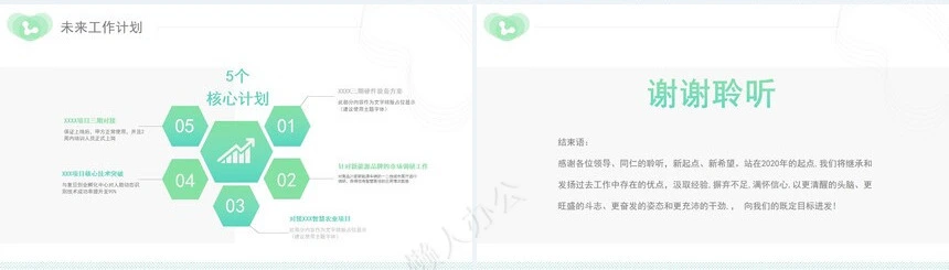 绿色渐变互联网行业述职报告PPT模板工作汇报ppt模板