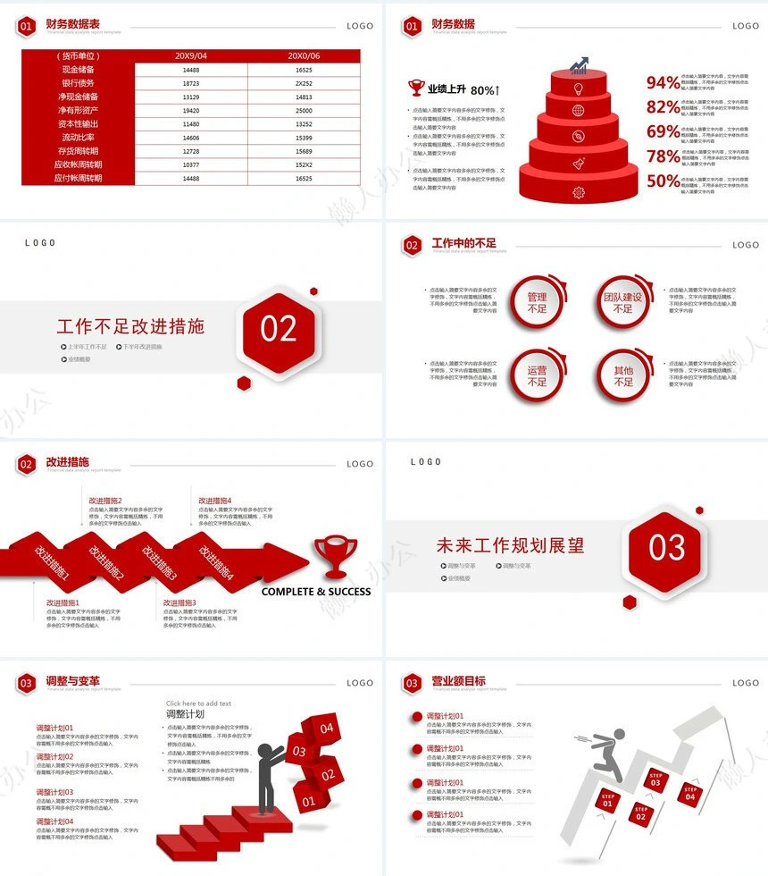 红色工作总结PPT(12)