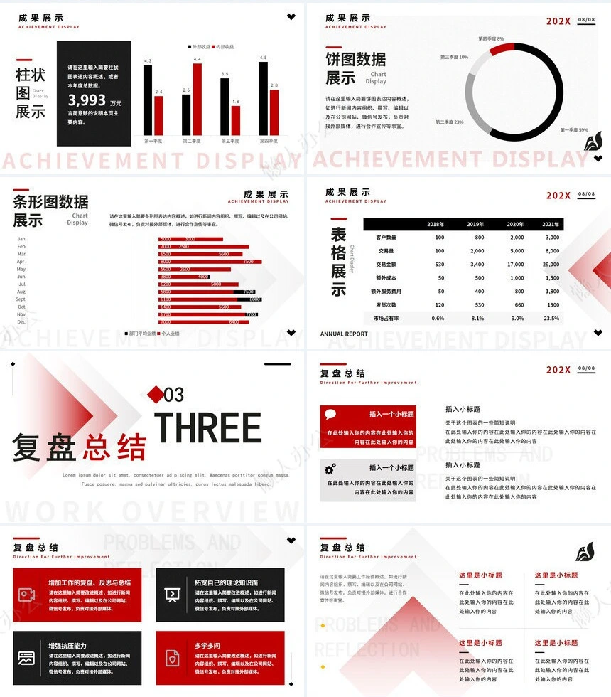 红色工作总结PPT(9)
