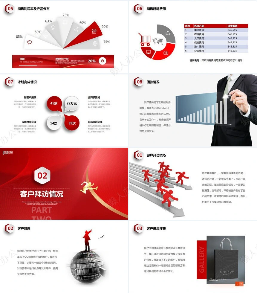 红色工作总结PPT(38)