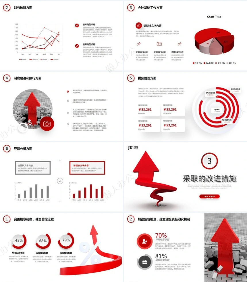 红色工作总结PPT(42)