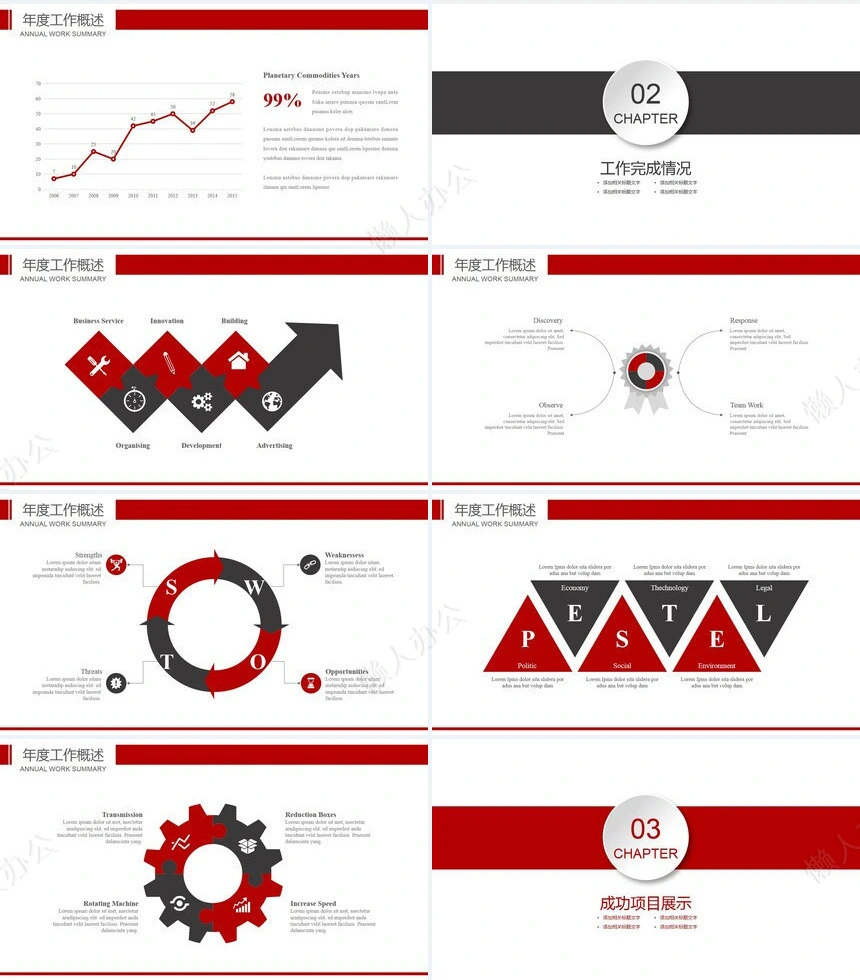 红色工作总结PPT(53)