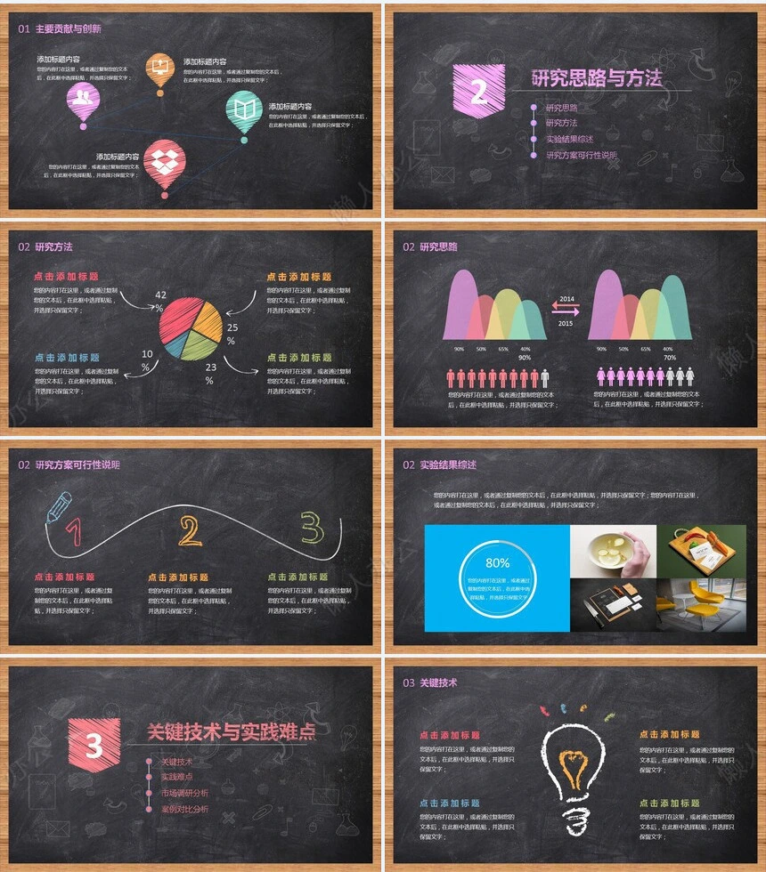 童趣黑板毕业答辩PPT答辩模版毕业设计学术报告开题报告通用动态PPT