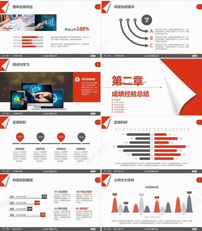 红色工作总结PPT(67)
