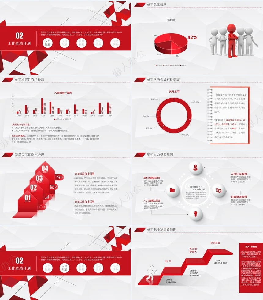 红色工作总结PPT模板(49)