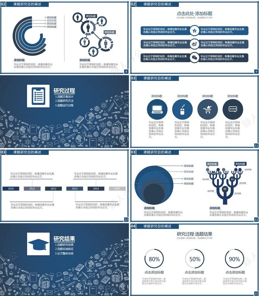 手绘趣味论文答辩PPT模板汇报演讲工作报告模板