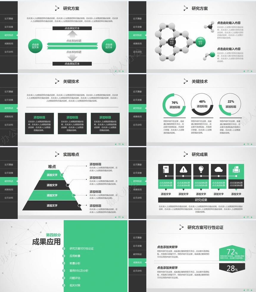 科技灰绿网络科技毕业答辩论文PPT模板
