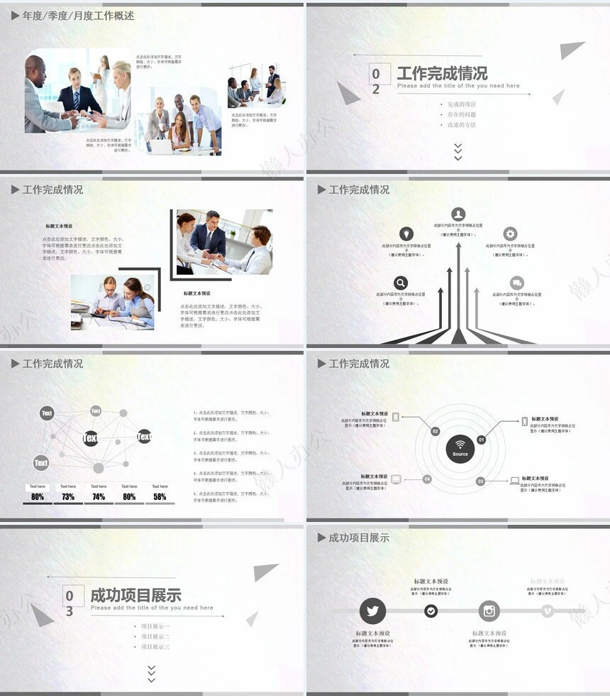 极简工作总结商业计划书工作汇报PPT模板