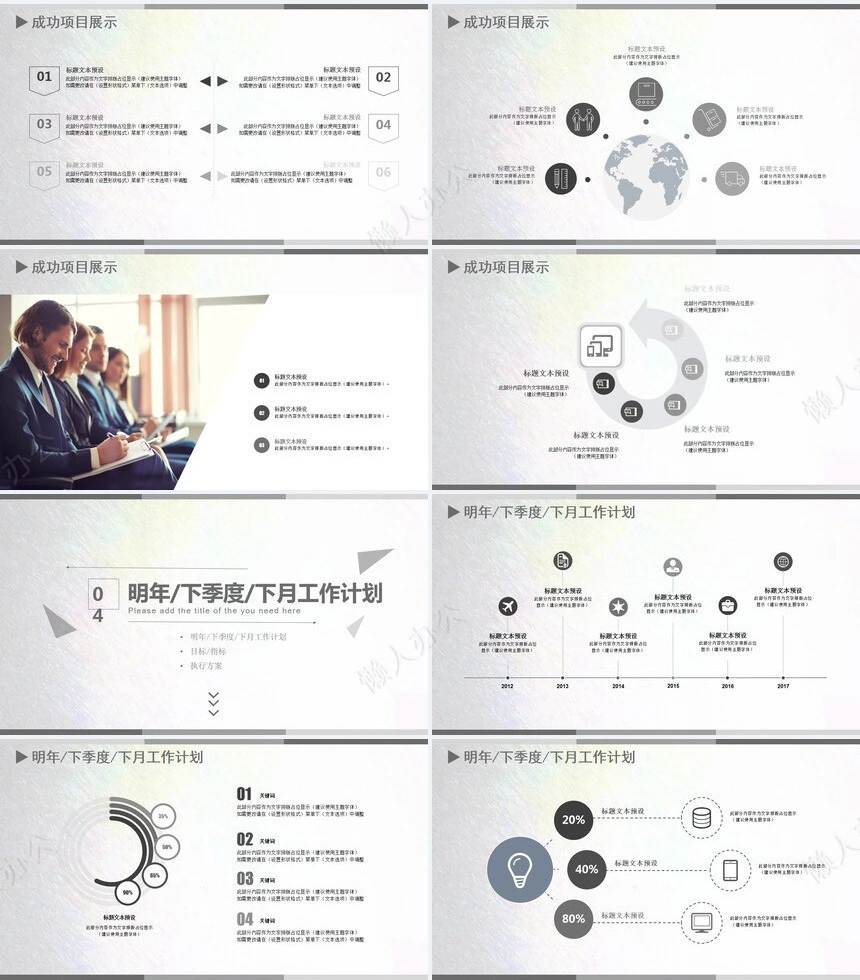 极简工作总结商业计划书工作汇报PPT模板
