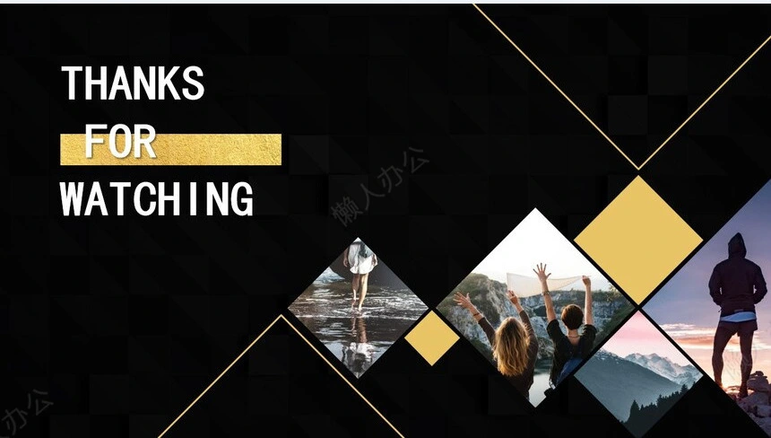 三角形酷黑风景相册图片通用PPT模板