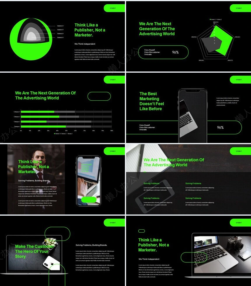 亮绿酷黑冷峻风公司介绍项目简介通用PPT模板