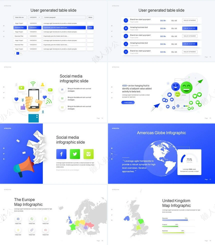 亮蓝时尚杂志风商业计划书公司宣传通用PPT模板