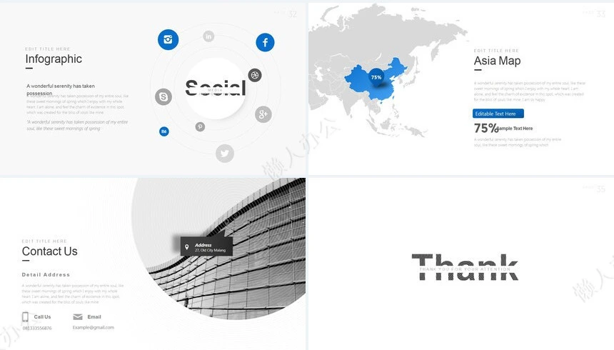 冷峻商务风建筑背景通用PPT模板