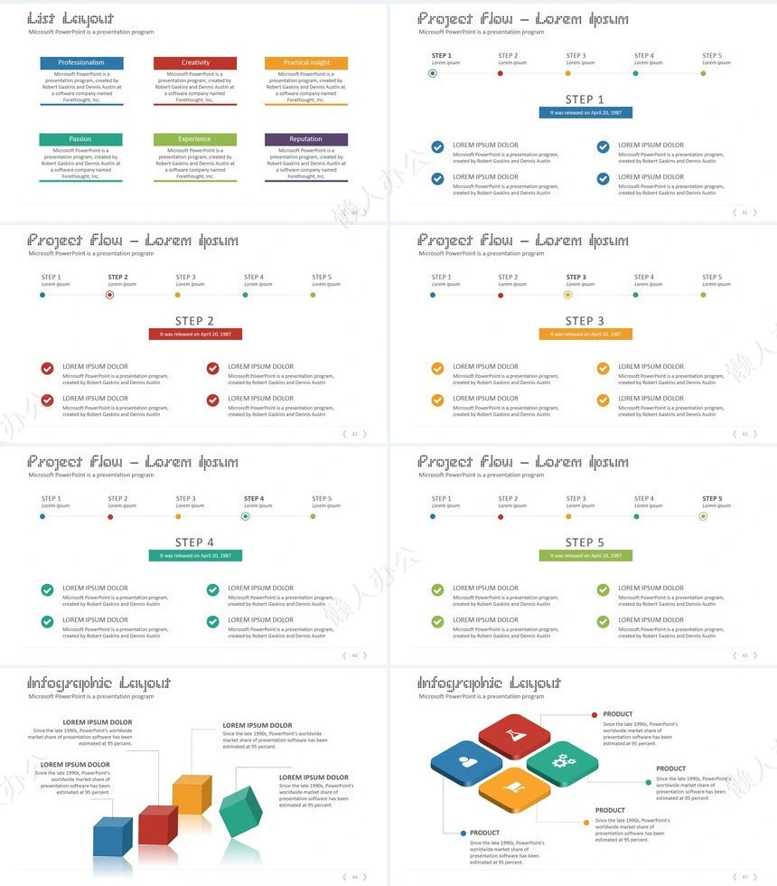 商务简约扁平化图表数据通用PPT模板