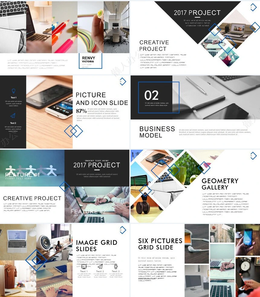 商务风数据表格图片相册商业计划书项目简介PPT模板