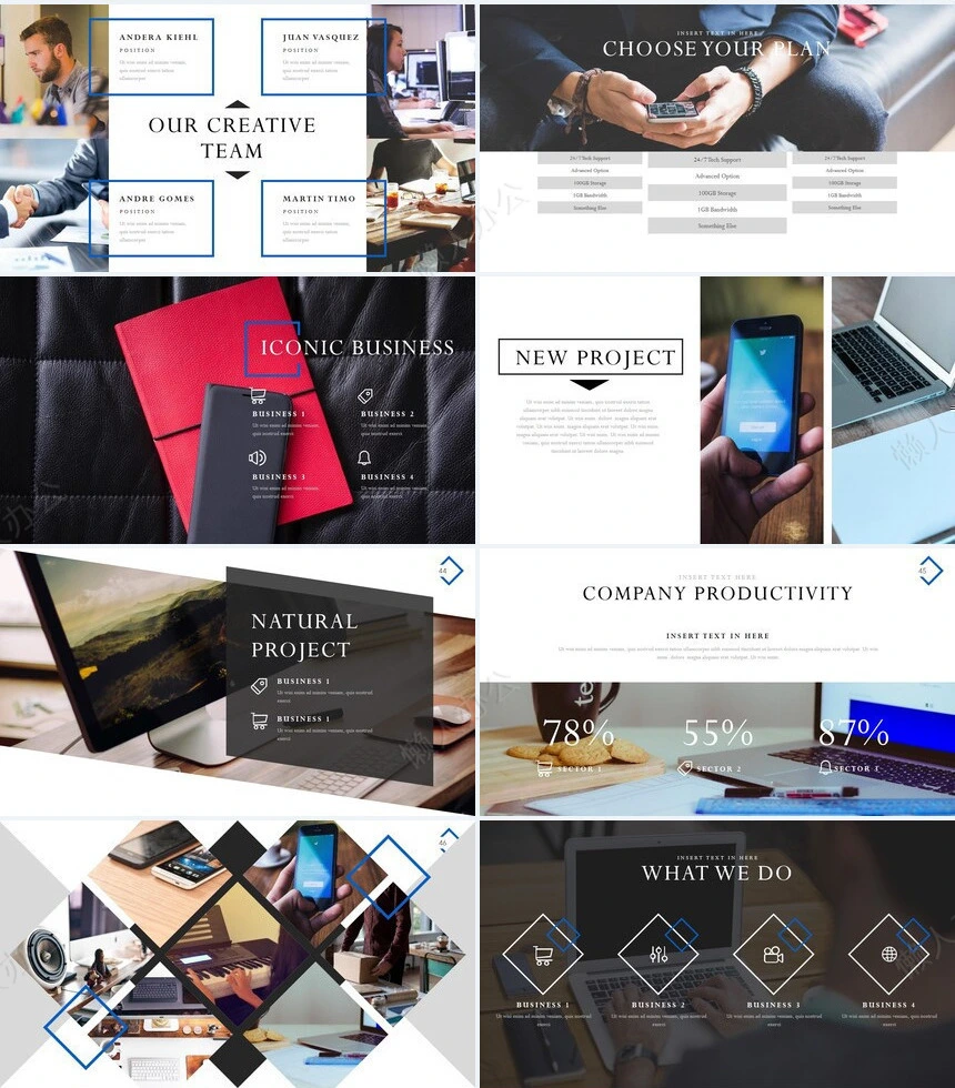 商务风数据表格图片相册商业计划书项目简介PPT模板