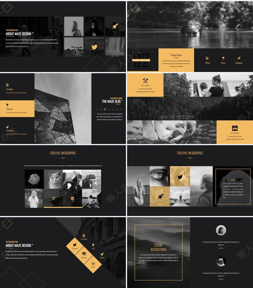 姜黄灰高级配色广告策划摄影设计品牌宣传PPT模板