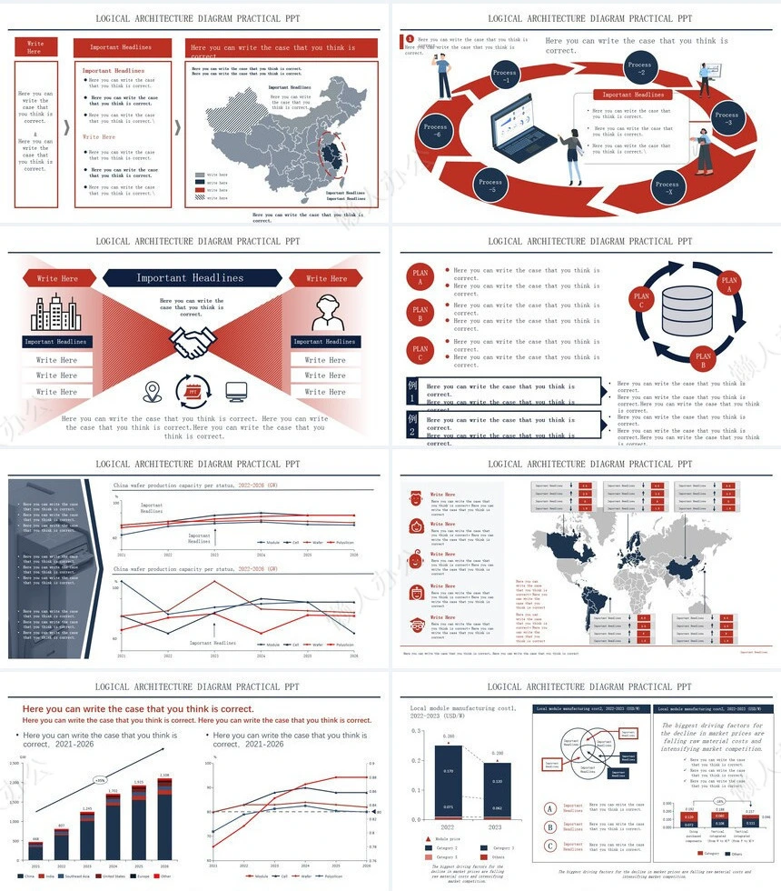 263页红+深蓝可视化图表PPT