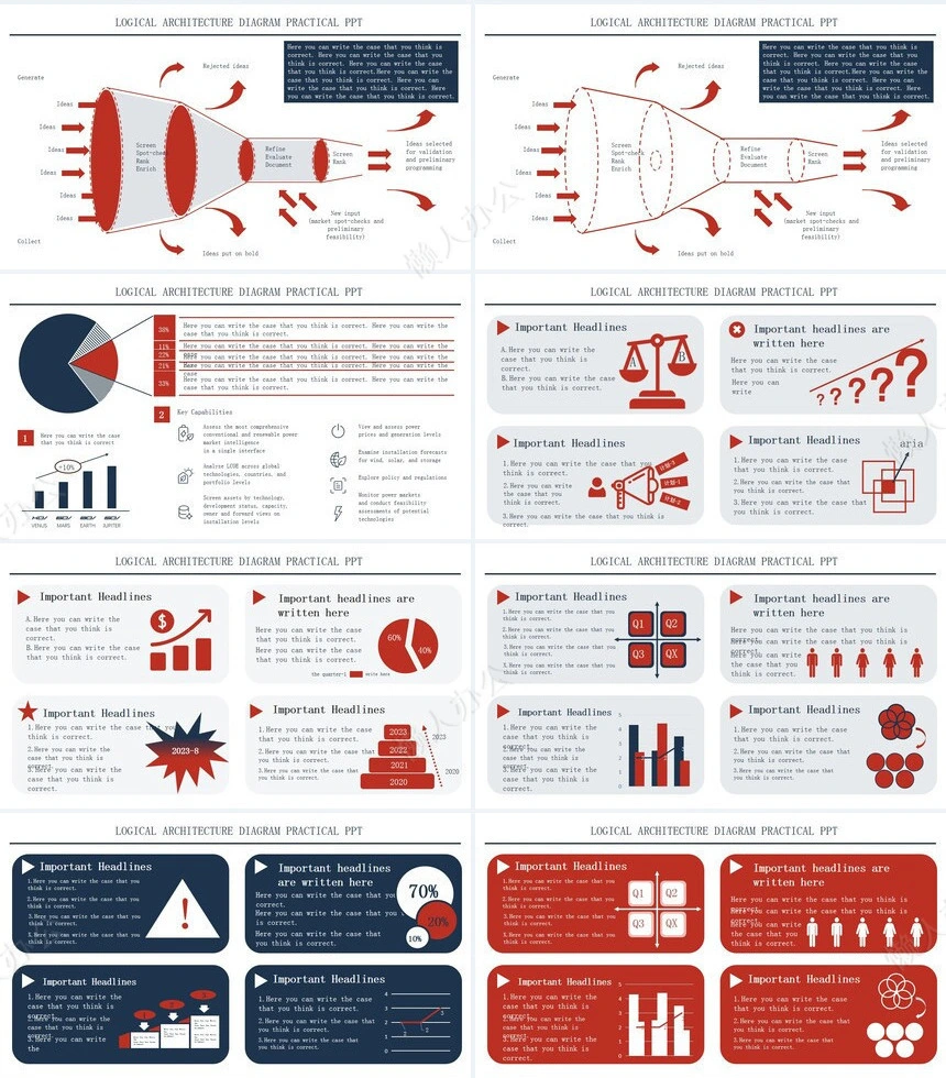263页红+深蓝可视化图表PPT