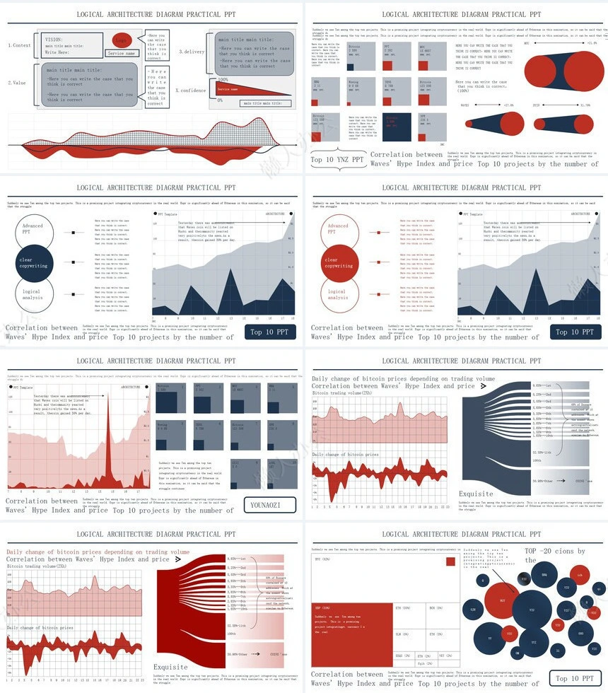 263页红+深蓝可视化图表PPT