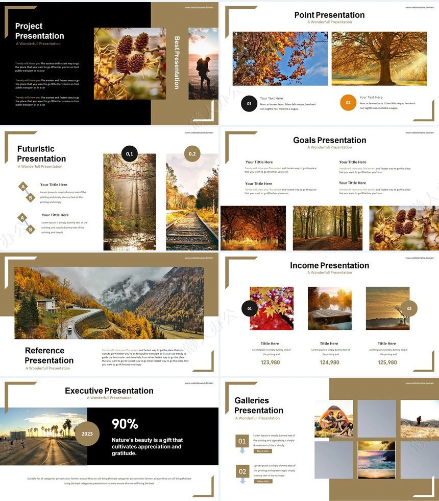 扁平化欧美商务风简约大气通用型PPT模版