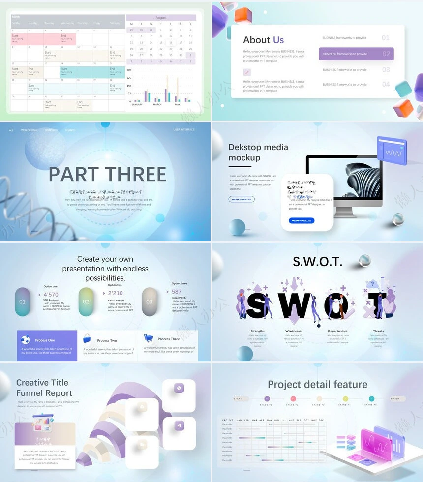 抽象艺术PPT模板(10)