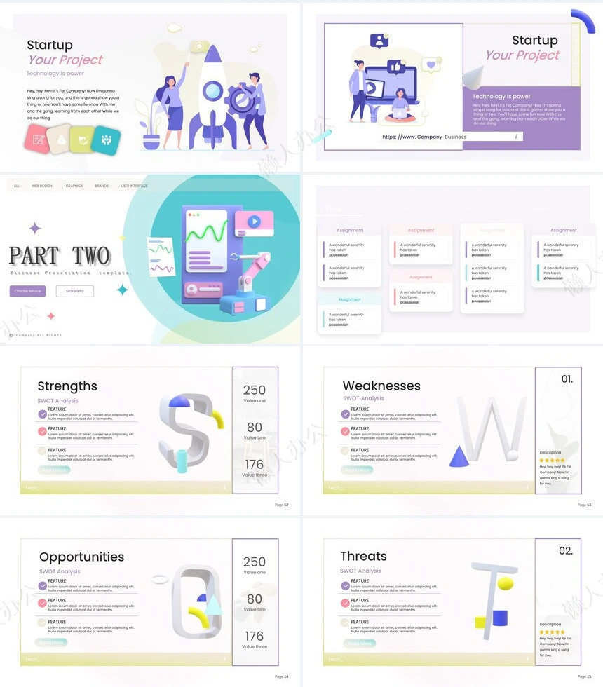 抽象艺术PPT模板(12)