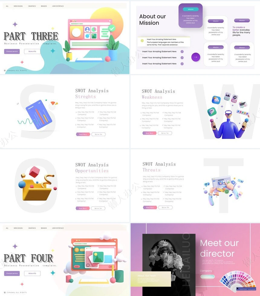 抽象艺术PPT模板(12)