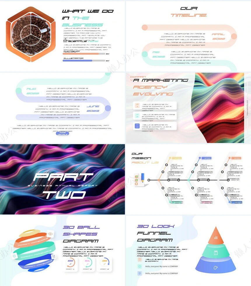 抽象艺术PPT模板(14)