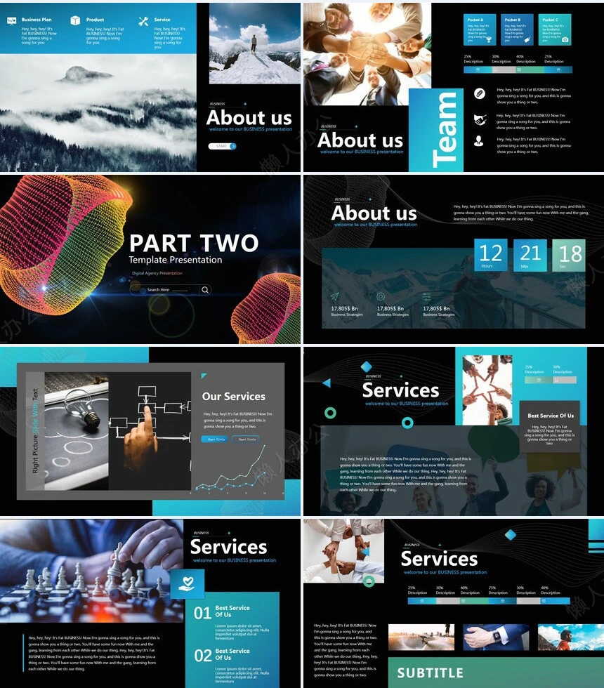 抽象艺术PPT模板(16)