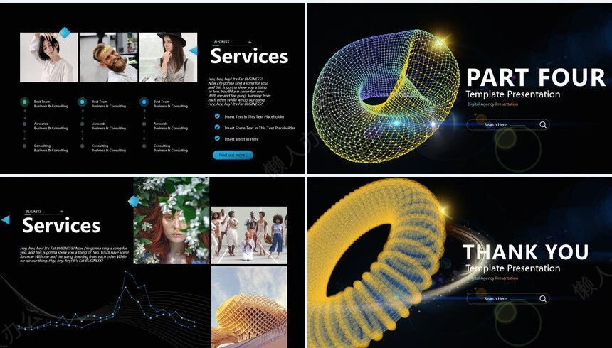 抽象艺术PPT模板(16)