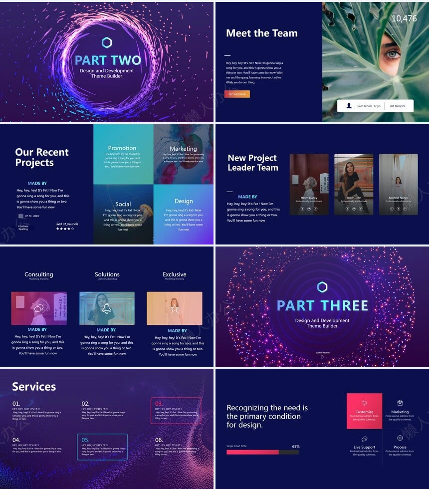 抽象艺术PPT模板(24)