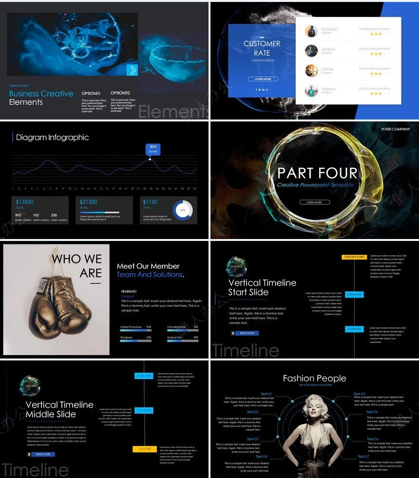 抽象艺术PPT模板(25)