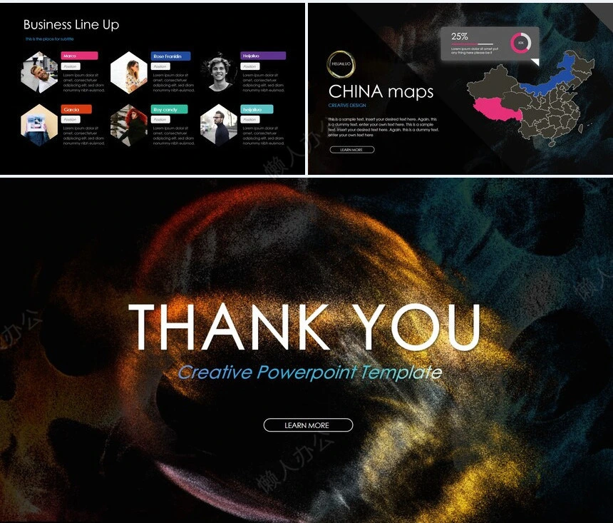 抽象艺术PPT模板(25)