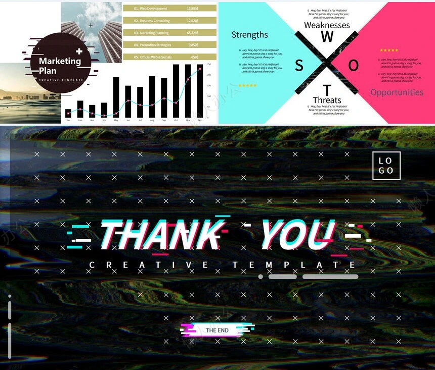 抽象艺术PPT模板(27)