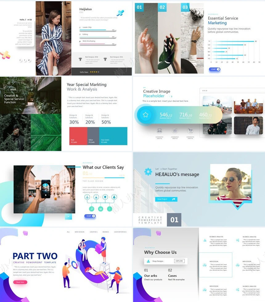 抽象艺术PPT模板(9)