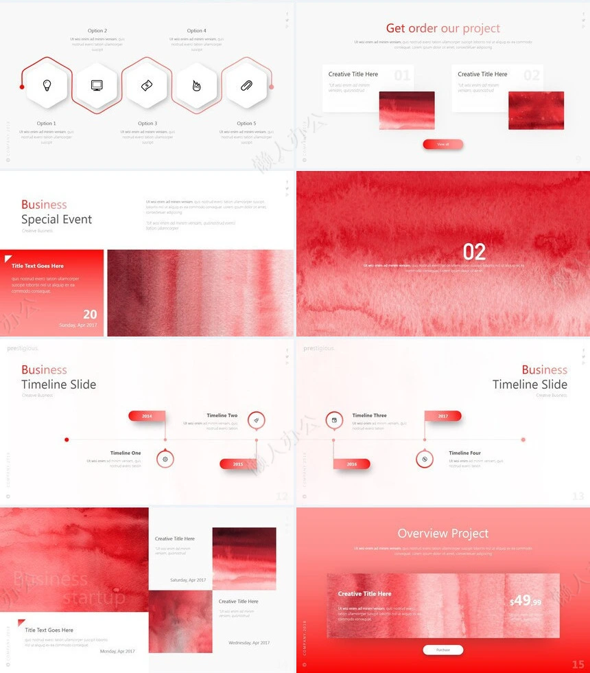 时尚欧美红色商业计划书广告策划设计摄影通用PPT模板