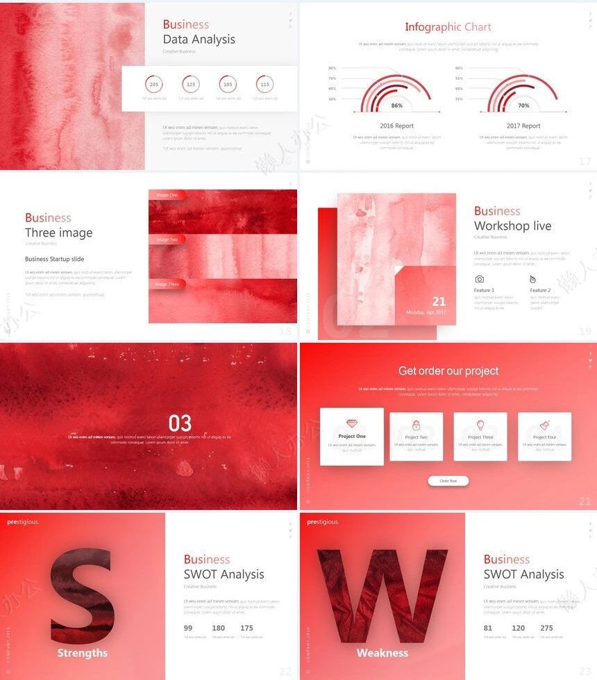 时尚欧美红色商业计划书广告策划设计摄影通用PPT模板