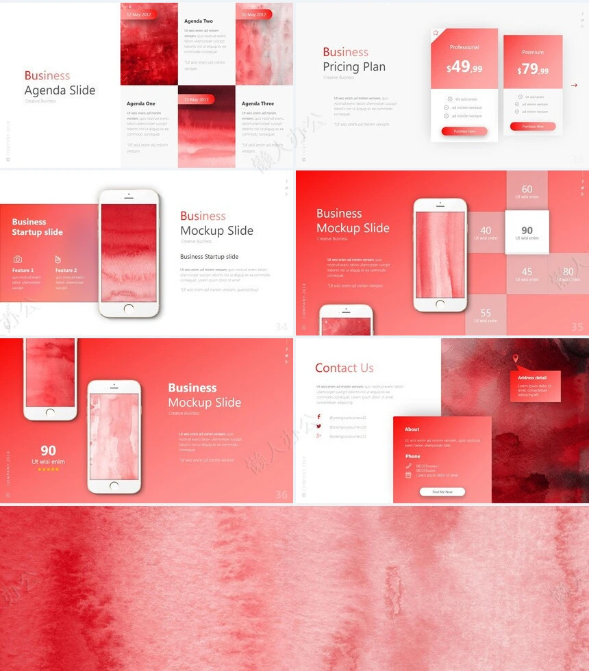 时尚欧美红色商业计划书广告策划设计摄影通用PPT模板