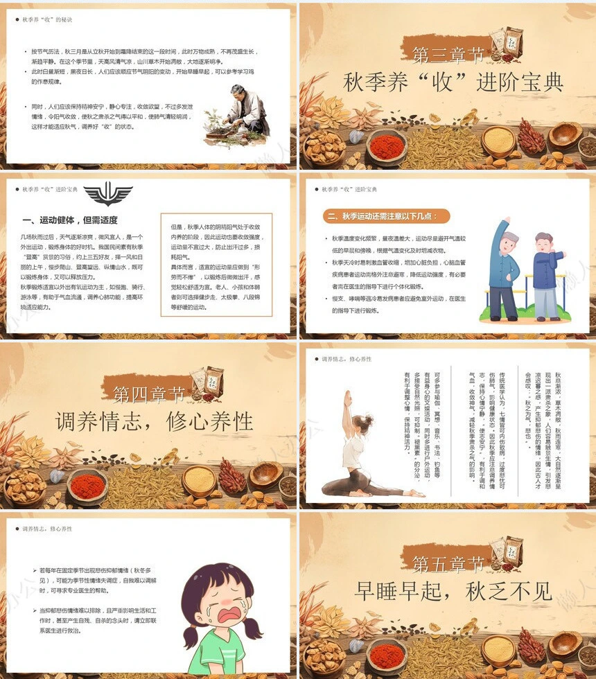 秋季养生通用PPT模板(4)