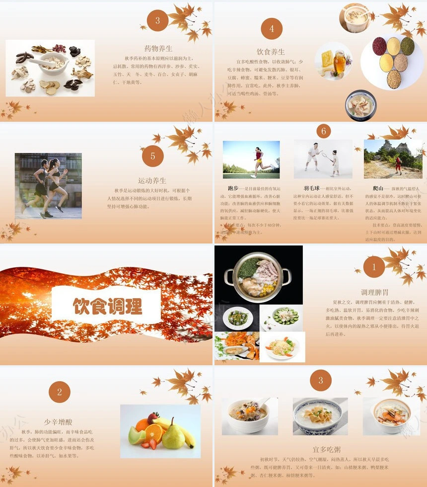 秋季养身通用PPT模版(32)