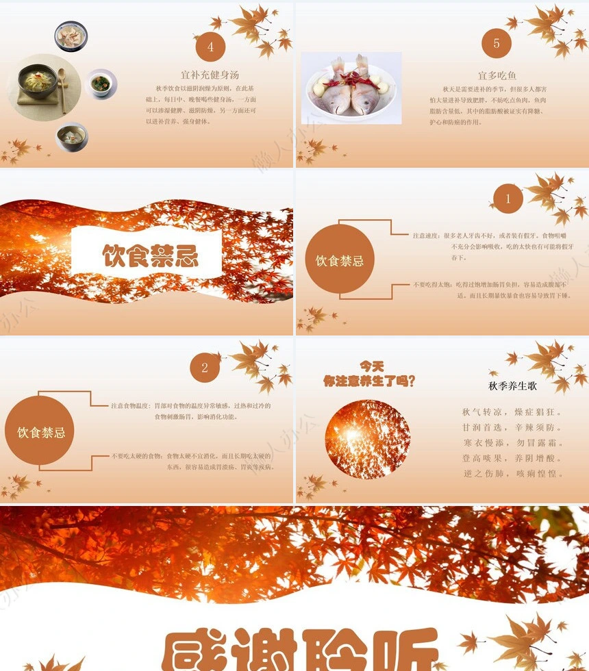 秋季养身通用PPT模版(32)