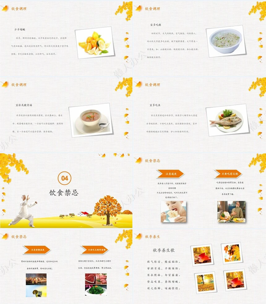 秋季养身通用PPT模版(38)