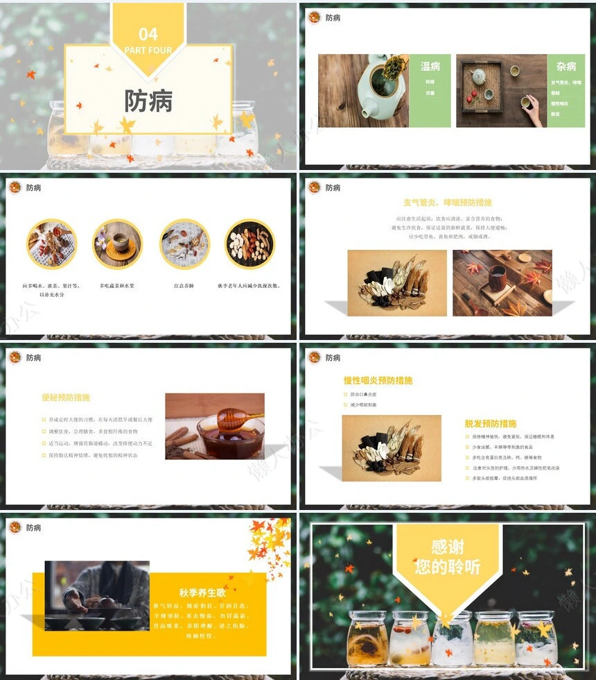 秋季养身通用PPT模版(43)