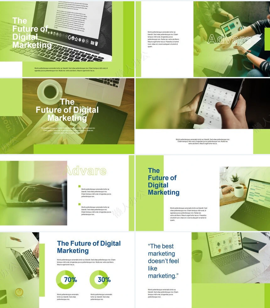 时尚绿色欧美风通用PPT模板