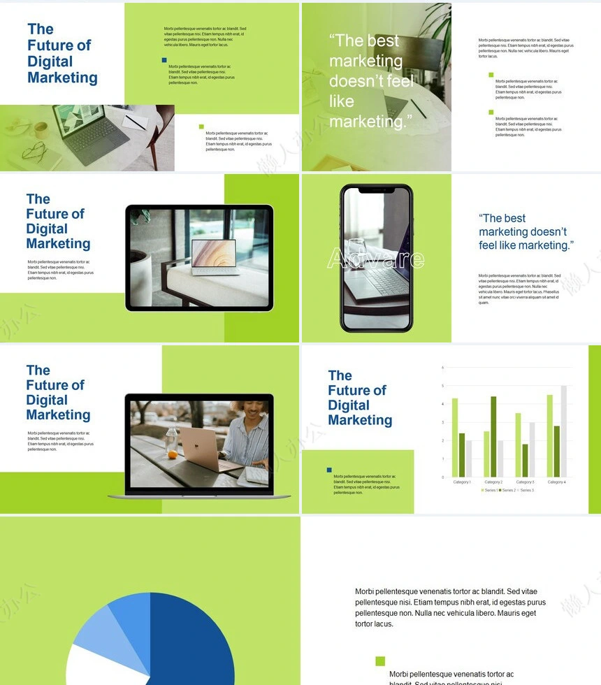 时尚绿色欧美风通用PPT模板